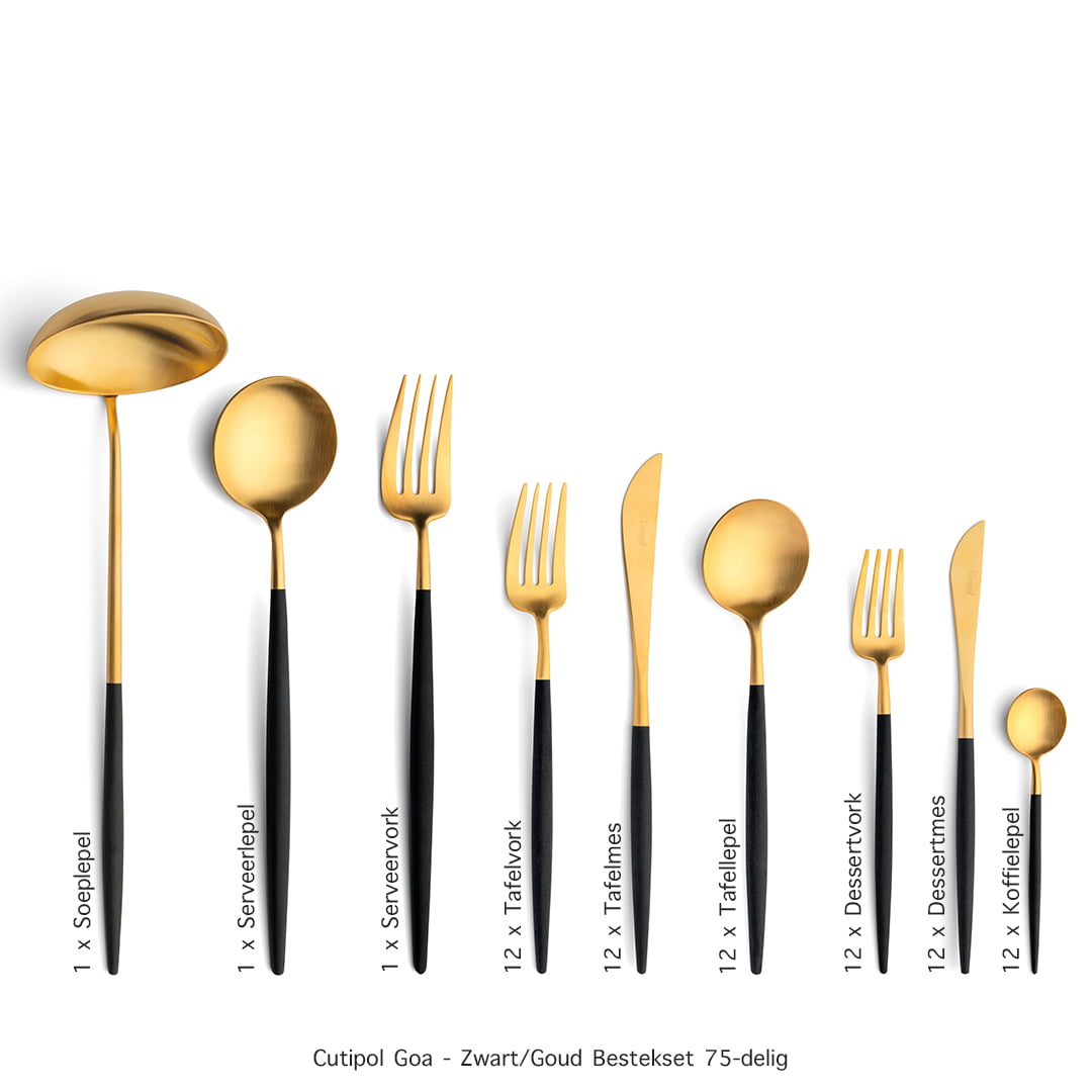 Cutipol-Goa-zwart goud-75 delig-bestekset Cutipol-Goa-zwart goud-75 delig-bestekset
