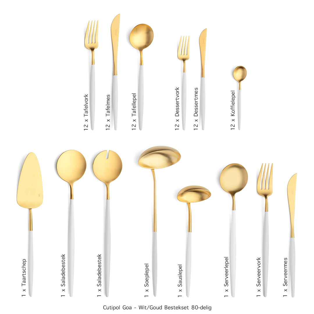 Cutipol-Goa-wit goud bestekset White-Gold-80 delig-ZT Cutipol-Goa-wit goud bestekset White-Gold-80 delig-ZT