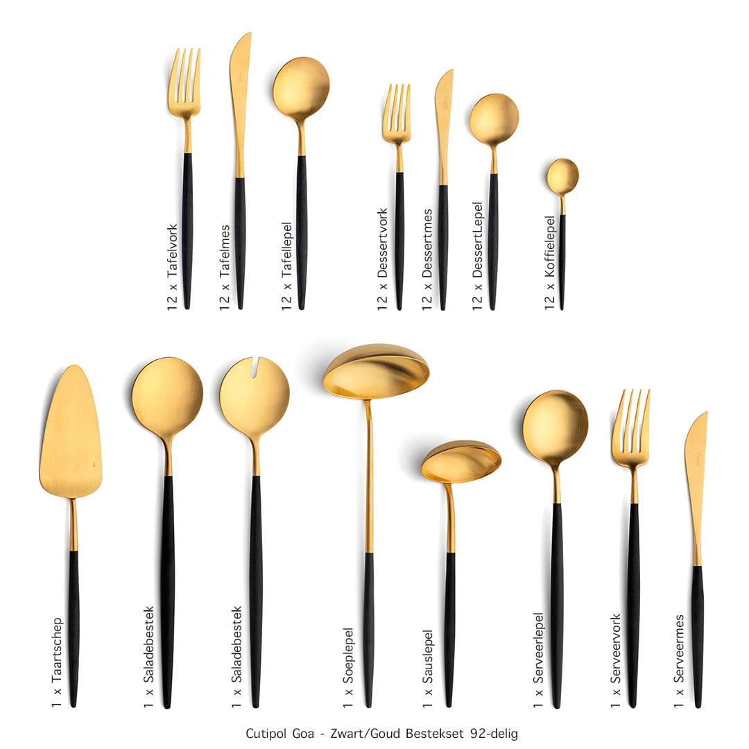 Cutipol-Goa-zwart goud bestekset-92 delig-ZT Cutipol-Goa-zwart goud bestekset-92 delig-ZT