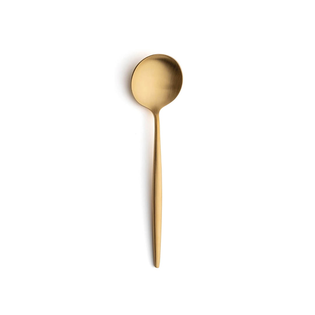 Moon - Mat Goud - Dessertlepel // Cutipol Cutipol-Moon-Matte-Gold-02-1750-dessertlepel