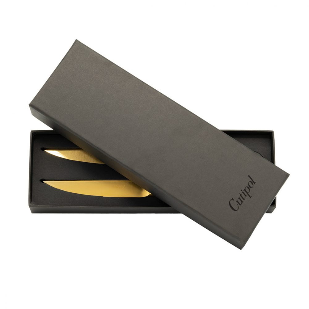 RIB - Zwart/Goud - 2 Steakmessen in giftbox // Cutipol