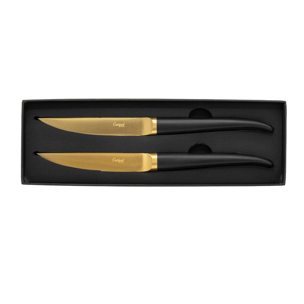 RIB - Zwart/Goud - 2 Steakmessen in giftbox // Cutipol