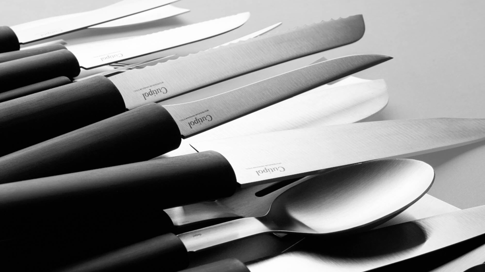 Gourmet - Zwart/RVS - 8 keukenmessen in messenblok // Cutipol