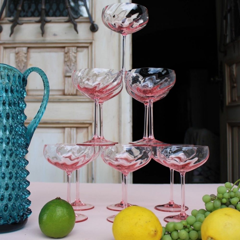 Limoux champagne coupe - Rosa // Anna von Lipa (set van 2) table things