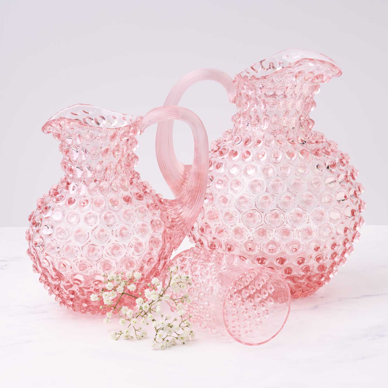 Anna-von-Lipa - Paris Hobnail - Rosa - Karaf 1l.:2l. & Glas v5