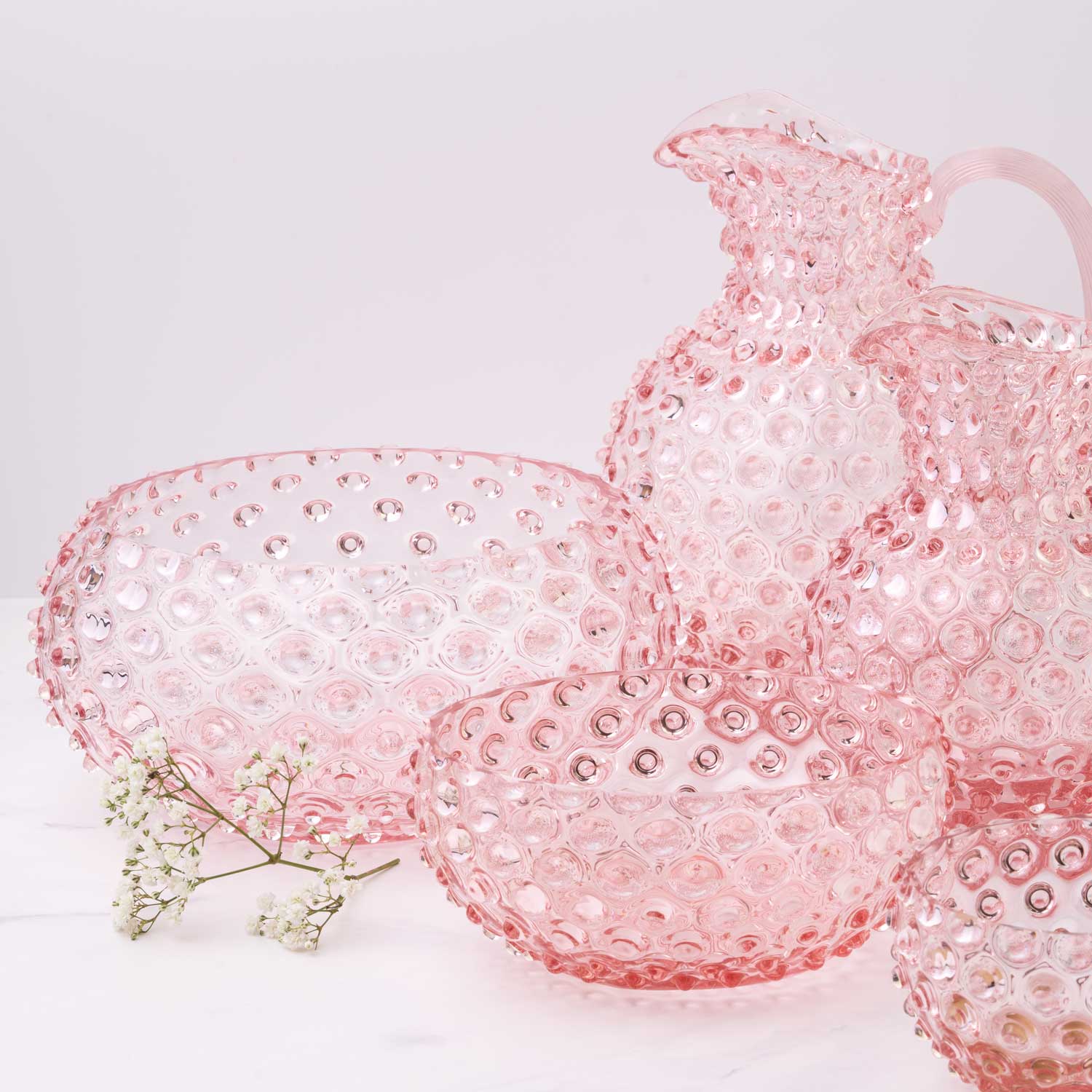 Anna-von-Lipa - Paris Hobnail - Rosa - Karaf 1l.:2l. Schaal 11:17:23cm