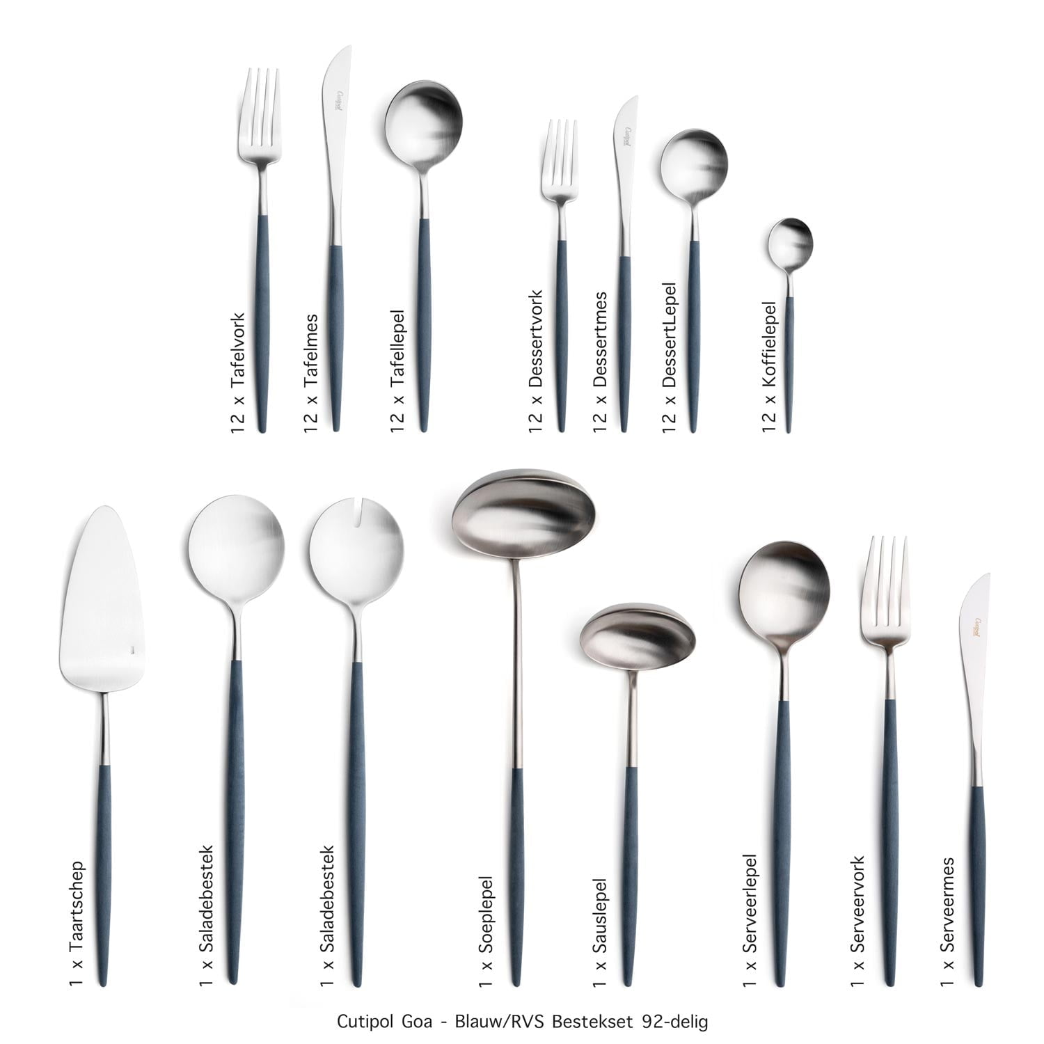 Table Things Cutipol-Goa-Blue-blauw rvs 92-delig-ZT