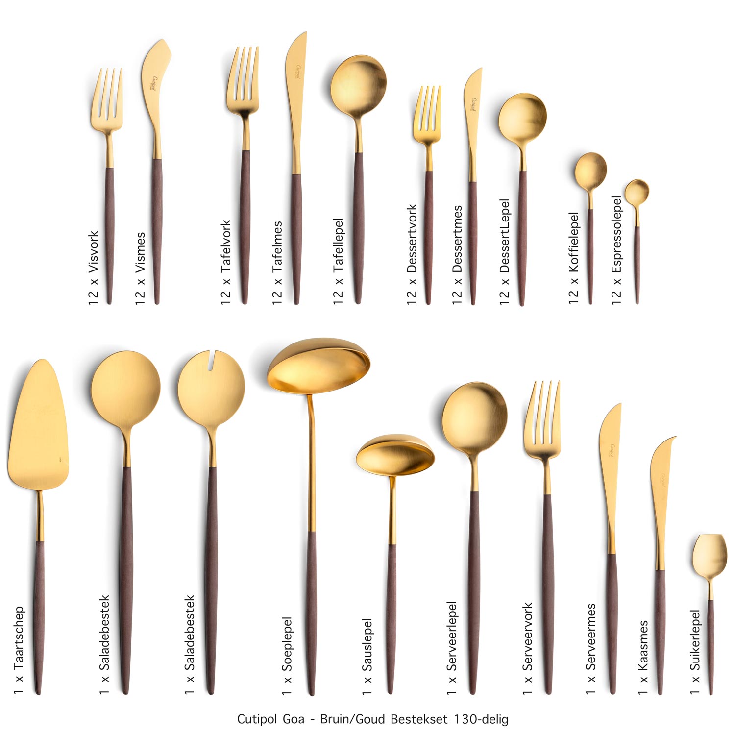 G Cutipol-Goa-Brown-Gold-130-delig bestekset Table Things Cutipol-Goa-Brown-Gold-130-delig bestekset Table Things
