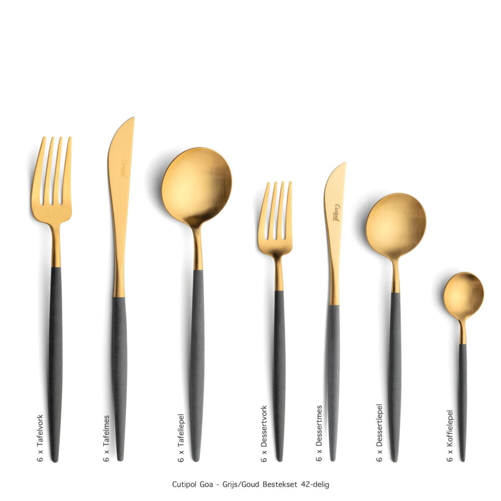 Cutipol-Goa-Grey grijs goud-Gold-42delig-ZT