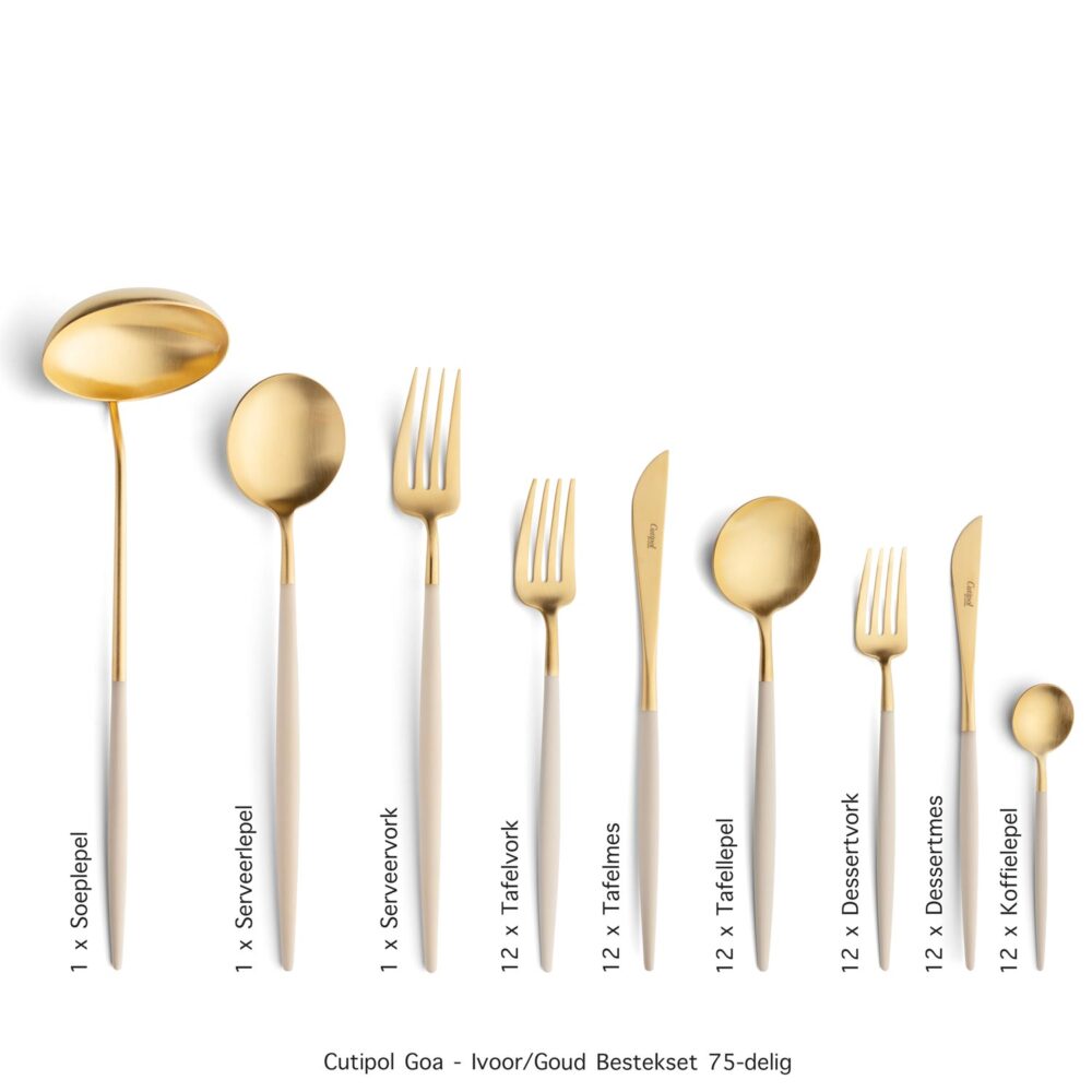 Cutipol-Goa-Ivory-Gold-75-delig bestekset Table Things