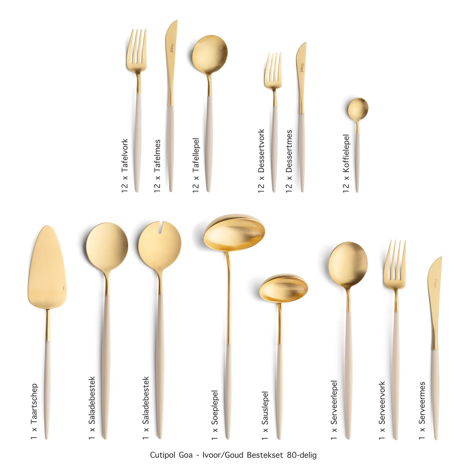 Cutipol-Goa-Ivoor Goud Ivory-Gold-80-delig bestekset Table Things