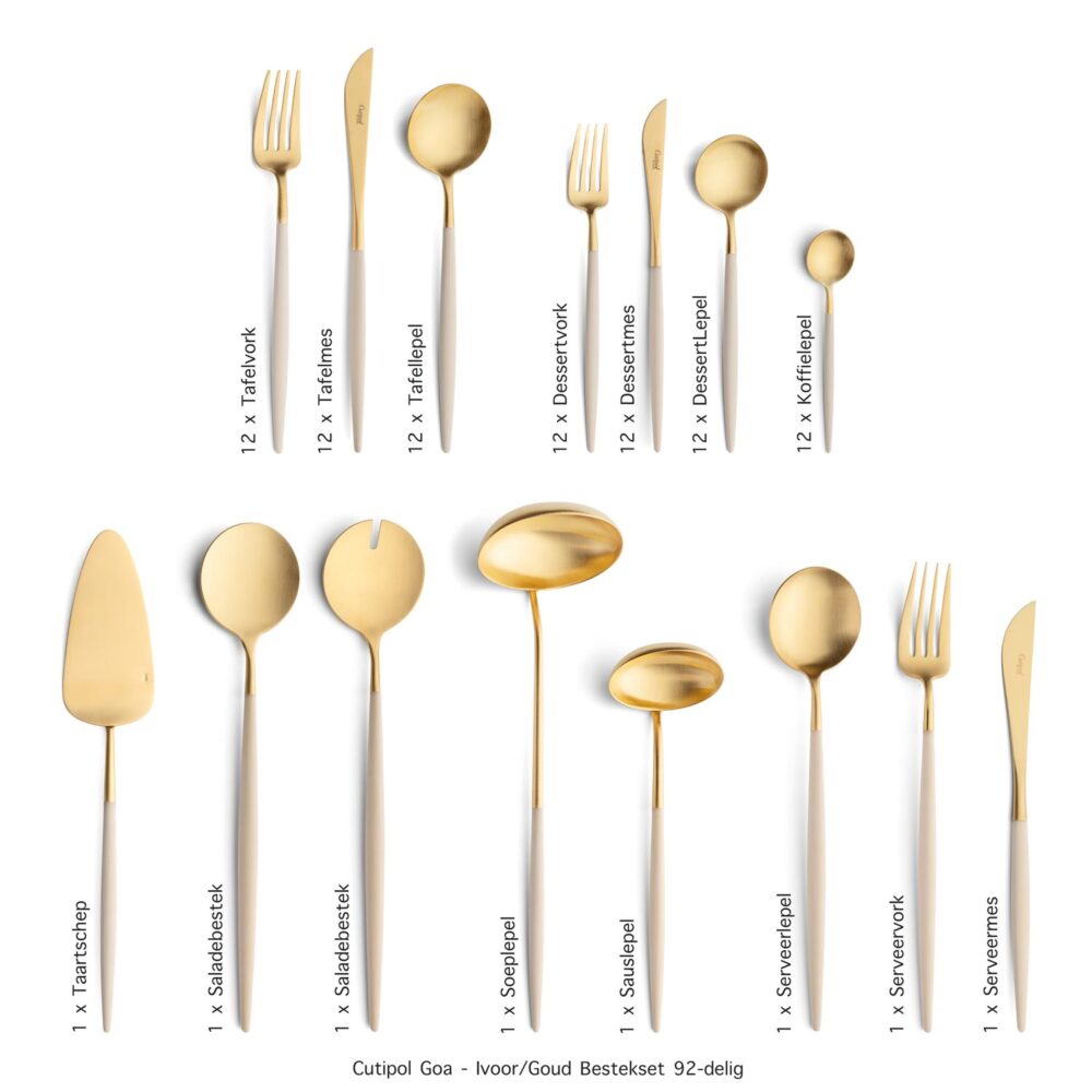 Cutipol-Goa-Ivory-Gold-92-delig bestekset Table Things
