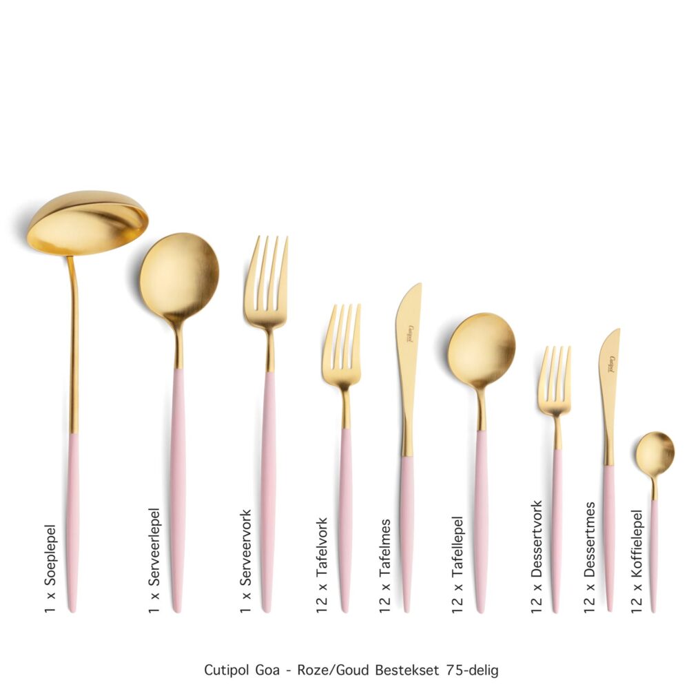 Cutipol-Goa-Pink-Gold-75-delig bestekset Table Things