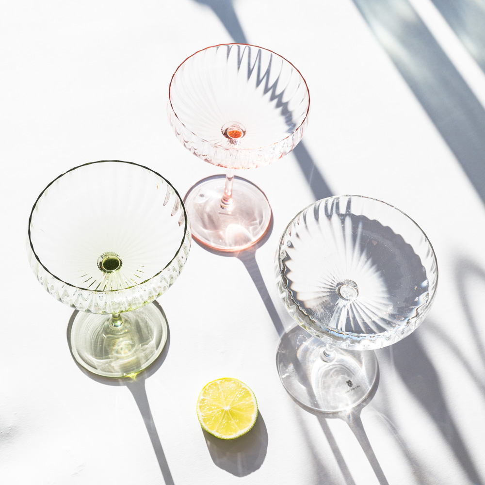 Anna von Lipa Lyon champagne coupe rosa olive green crystal