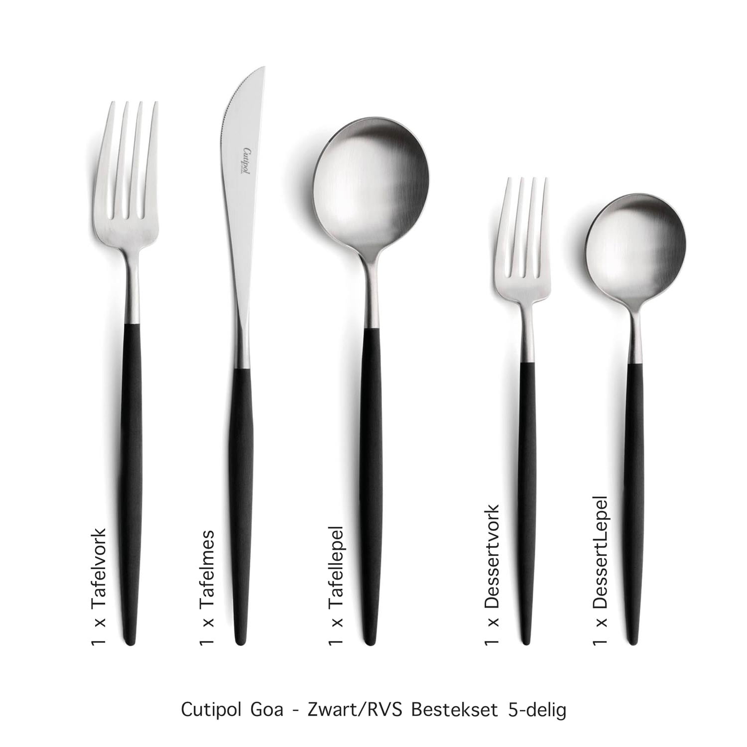 Goa - Zwart/RVS - Bestekset 5-delig // Cutipol Goa - Zwart/RVS - Bestekset 5-delig // Cutipol