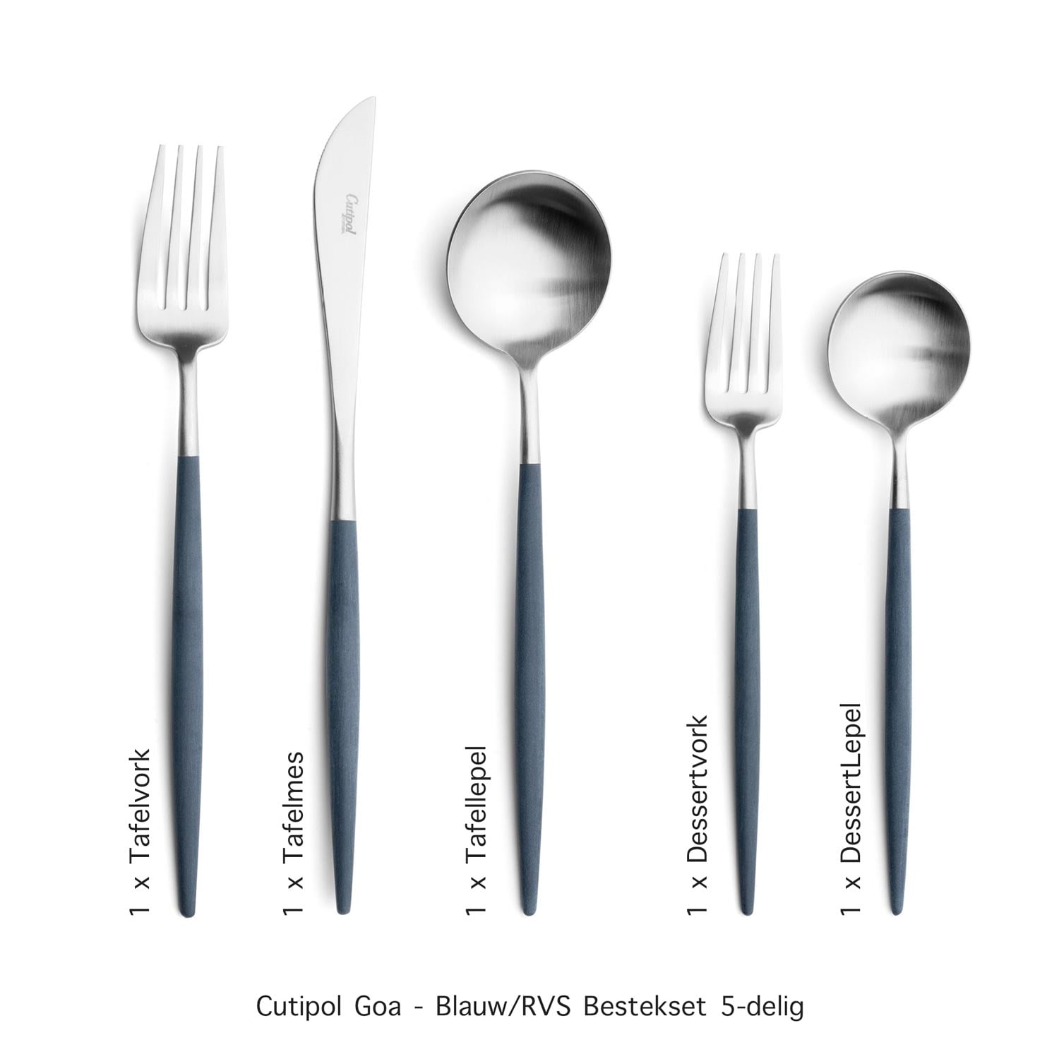 G Goa - Blauw/RVS - Bestekset 5-delig // Cutipol Goa - Blauw/RVS - Bestekset 5-delig // Cutipol