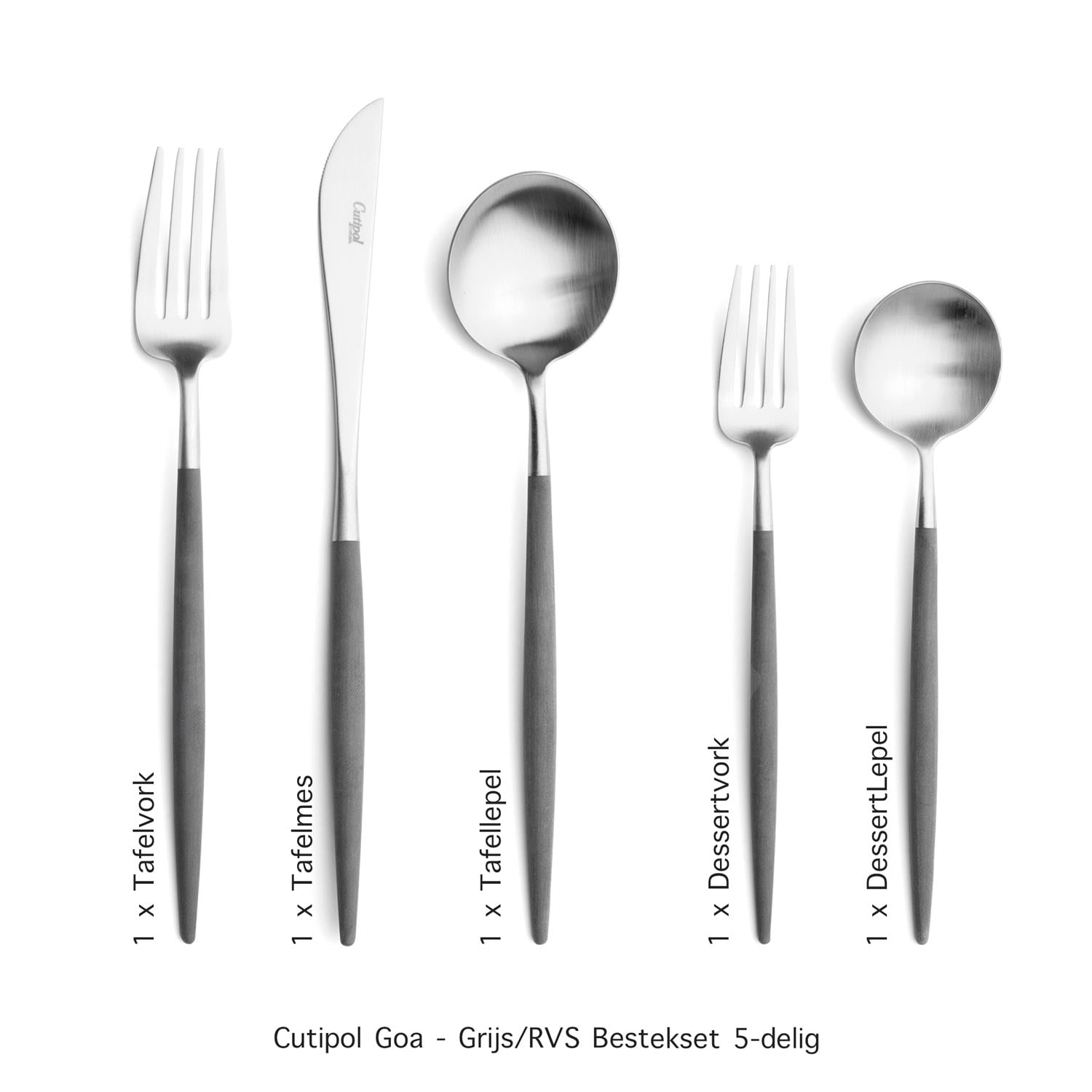Goa - Grijs/RVS - Bestekset 5-delig // Cutipol Goa - Grijs/RVS - Bestekset 5-delig // Cutipol