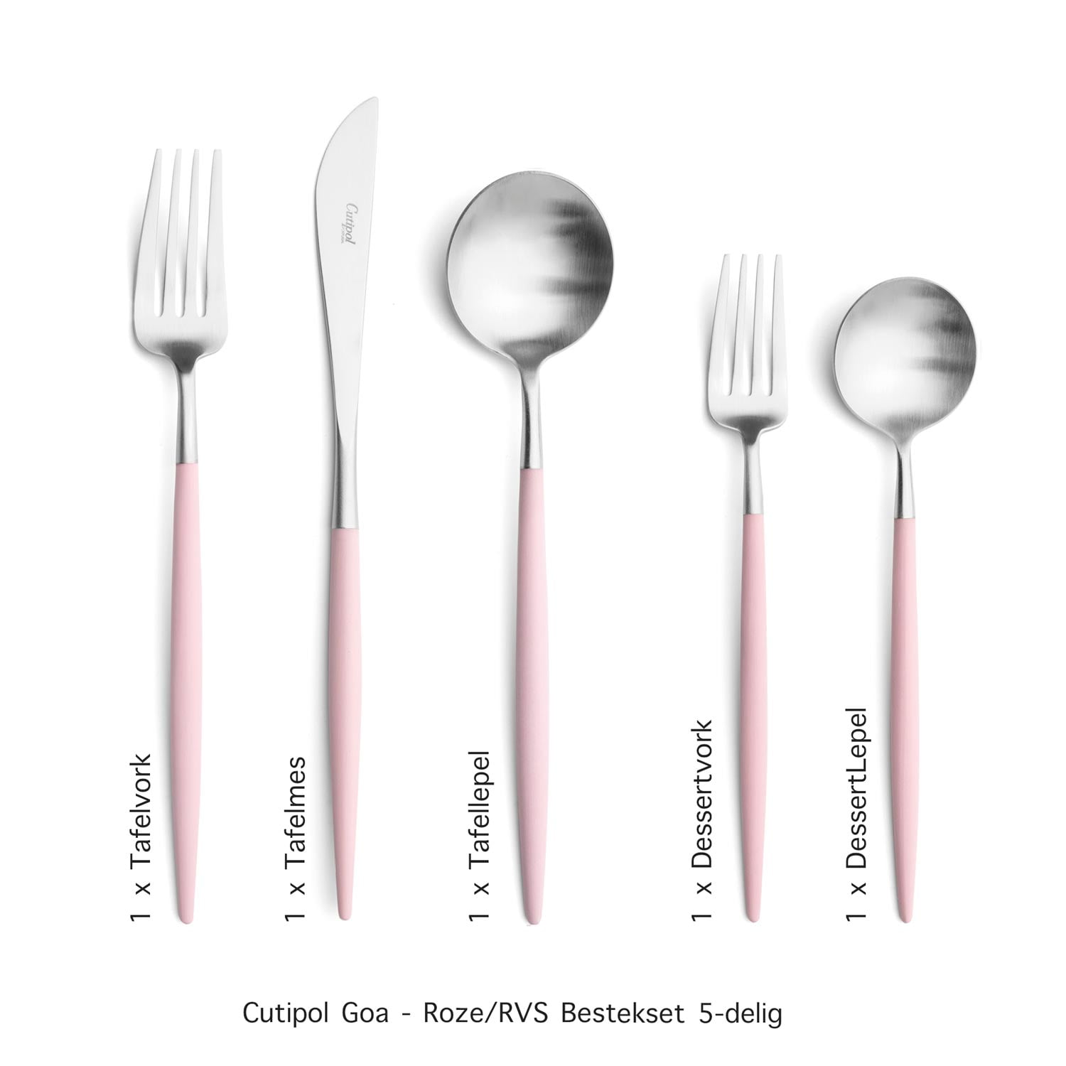 G Goa - Roze/RVS - Bestekset 5-delig // Cutipol Goa - Roze/RVS - Bestekset 5-delig // Cutipol