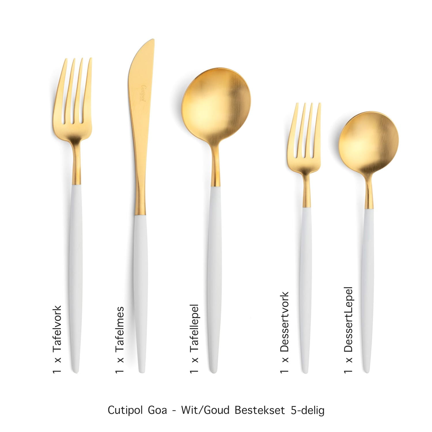Goa - Wit/Goud - Bestekset 5-delig // Cutipol Goa - Wit/Goud - Bestekset 5-delig // Cutipol