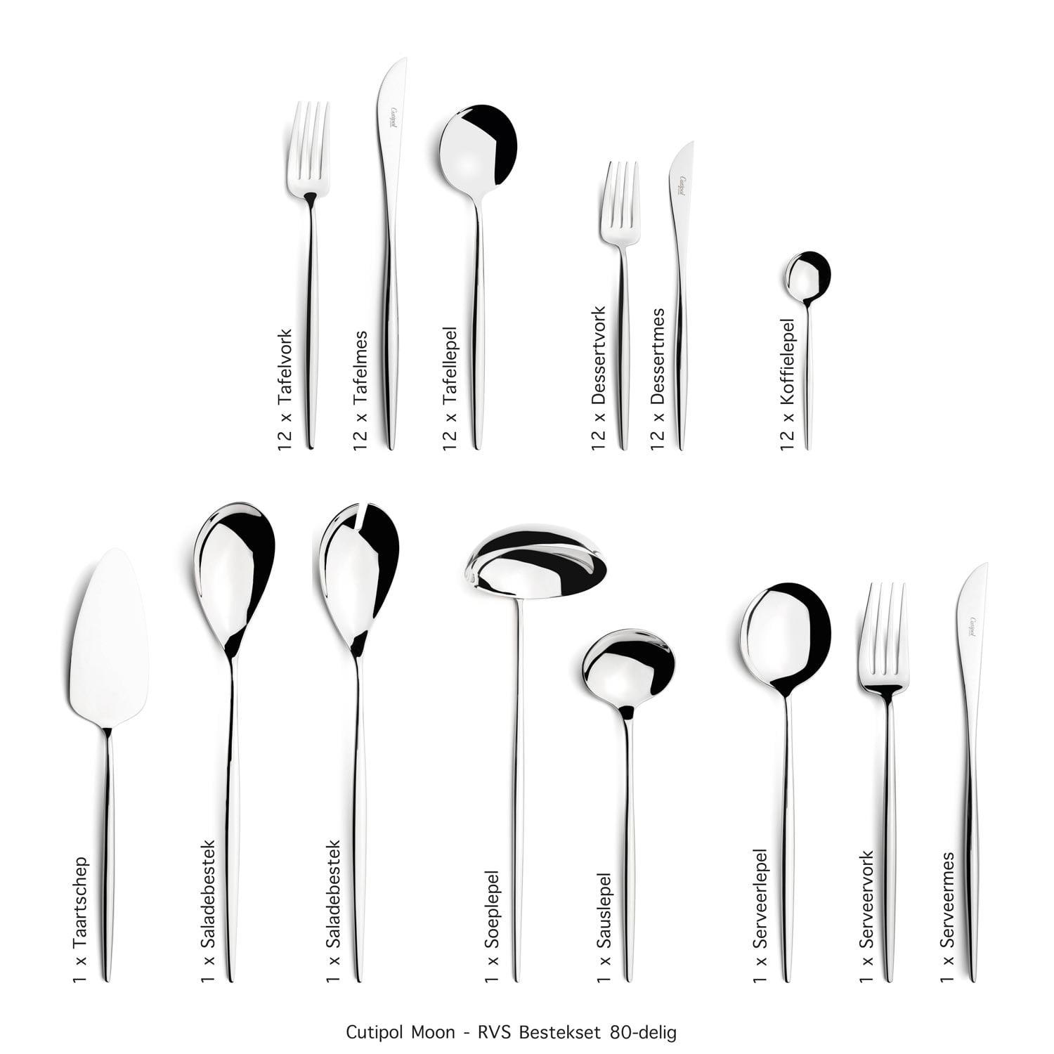 Cutipol-Moon-Mirror-80-delig Moon - RVS - Bestekset 75-delig // Cutipol